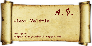 Alexy Valéria névjegykártya